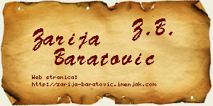 Zarija Baratović vizit kartica